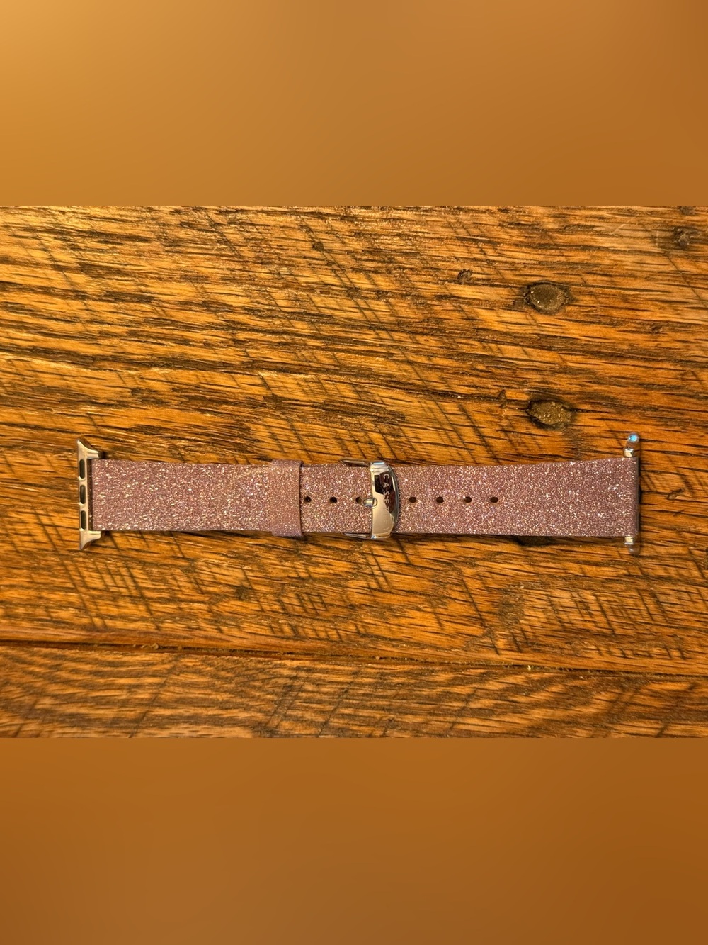 Casetify Sparkle Pink Glitter Leather with Silver Buckle Watchband